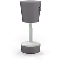 Mickey Ergonomic Height Adjustable Sit Stand Stool - Pouffe with Grey Fabric Seat Matching Fabric Base & Plastic Light Grey Frame - Seat Adjusts from 570-900m with Swivel & Tilt Function Perfect for use with Sit Stand Desks