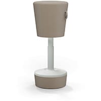 Mickey Ergonomic Height Adjustable Sit Stand Stool - Pouffe with Beige Fabric Seat Matching Fabric Base & Plastic Light Grey Frame - Seat Adjusts from 570-900m with Swivel & Tilt Function Perfect for use with Sit Stand Desks