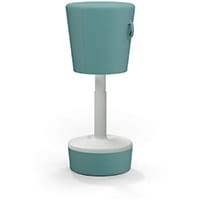 Mickey Ergonomic Height Adjustable Sit Stand Stool - Pouffe with Aqua Green Fabric Seat Matching Fabric Base & Plastic Light Grey Frame - Seat Adjusts from 570-900m with Swivel & Tilt Function Perfect for use with Sit Stand Desks