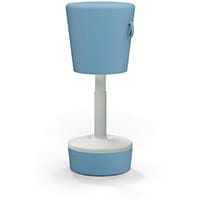 Mickey Ergonomic Height Adjustable Sit Stand Stool - Pouffe with Light Blue Fabric Seat Matching Fabric Base & Plastic Light Grey Frame - Seat Adjusts from 570-900m with Swivel & Tilt Function Perfect for use with Sit Stand Desks