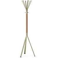 NINE Beige Green Coat Stand with Matching Hooks & Natural H7 Beech Wooden Column