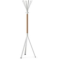 NINE White Coat Stand with Matching Hooks & Light H6 Beech Wooden Column