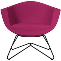 Sorriso Armchair with Wire Frame Pink Sprint Fabric Seat & Black Base with Universal Teflon Glides - Perfect Seating Solution for Breakout, Reception Areas & Boardroom