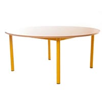 Round Primary School Classroom Table Beech/Yellow 1200x550mm