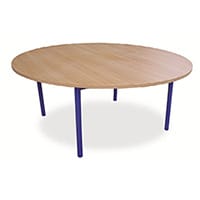 Round Primary School Classroom Table Beech/Blue 1200x650mm