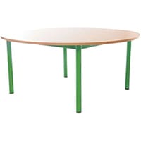 Round Primary School Classroom Table Beech/Green 1200x700mm