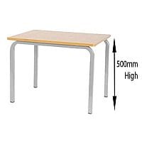 Single Student Primary School Square Classroom Table Beech White Legs W600xD600xH500mm