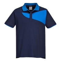 Portwest PW210 PW2 Short Sleeve Polo Shirt Navy & Royal Blue Medium