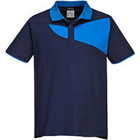 Portwest PW210 PW2 Short Sleeve Polo Shirt Navy & Royal Blue Medium