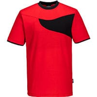 Portwest PW211 PW2 Cotton Comfort T-Shirt S/S Red/Black Size XL K Fit