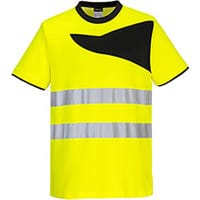 Portwest PW213 PW2 Hi-Vis Short Sleeve T-Shirt Yellow & Black Medium