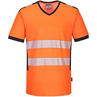 Portwest PW310 PW3 Short Sleeve V-Neck T-Shirt Orange & Black 4XL