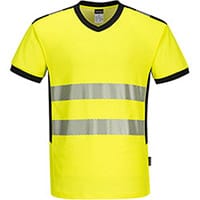 Portwest PW310 PW3 Short Sleeve V-Neck T-Shirt Yellow & Black XL