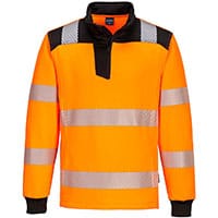 Portwest PW326 PW3 Hi-Vis 1/4 Zip Sweatshirt Orange/Black Size XXL Regular Fit