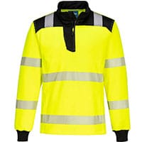 Portwest PW326 PW3 Hi-Vis 1/4 Zip Sweatshirt Yellow/Black Size 4XL Regular Fit