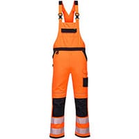 Portwest PW344 PW3 Hi-Vis Bib & Brace Overall Orange & Black Small