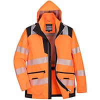 Portwest PW367 PW3 Hi-Vis 5in1 Jacket Orange & Black XXL