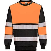 Portwest PW376 PW3 Hi-Vis Class 1 Sweatshirt Orange/Black Size XXL Regular Fit