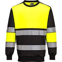 Portwest PW376 PW3 Hi-Vis Class 1 Sweatshirt Yellow/Black Size 4XL Regular Fit