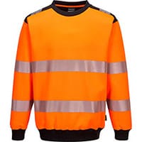 Portwest PW379 PW3 Hi-Vis Crewneck Sweatshirt Orange & Black XXL