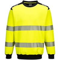 Portwest PW379 PW3 Hi-Vis Crewneck Sweatshirt Yellow & Black 4XL