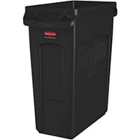 Rubbermaid 60L Slim Jim Plastic Rubbish Bin With Venting Channels Waste Receptacle Brown