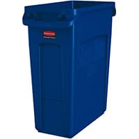 Rubbermaid 60L Slim Jim Plastic Rubbish Bin With Venting Channels Waste Receptacle Blue
