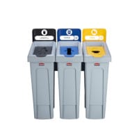 Rubbermaid Slim Jim Recycling Station Bundle 3 Stream - Landfill (black)/ paper (blue)/ Plastic (yellow) - 2057607