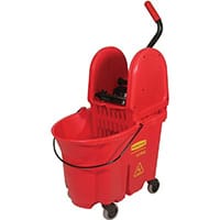 Rubbermaid WaveBrake Down Press Combo High Performance Mopping System Mobile Bucket Red