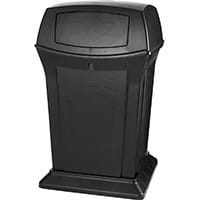 Rubbermaid 170.3L Square Ranger Trash Container with 2 Doors Black