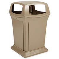 Rubbermaid 170.3L Square Ranger Trash Container with 4 Top Openings Beige