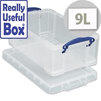 Really Useful Media Plastic Storage Box 9 Litre Stackable Clear
