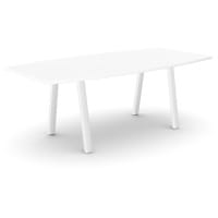 Switch One Piece Curved Meeting Table 2000x1000mm/800mm With White Top and White A Frame Base