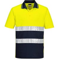 Portwest S175 Hi-Vis Lightweight Contrast Polo Shirt S/S Yellow/Navy Size XL Regular Fit