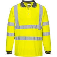Portwest S277 Hi-Vis Long Sleeve Polo Shirt Yellow XSmall