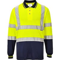 Portwest S279 Two-Tone Long Sleeved Polo Shirt Yellow & Navy Large