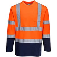 Portwest S280 Hi-Vis Two-Tone Long Sleeve T-Shirt Orange & Navy 3XL