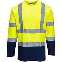 Portwest S280 Hi-Vis Two-Tone Long Sleeve T-Shirt Yellow & Navy 3XL