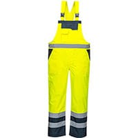 Portwest S488 Contrast Bib & Brace Overall Yellow & Navy XXL
