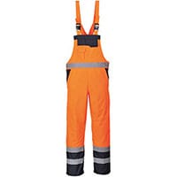 Portwest S489 Contrast Bib & Brace Overall Lined Orange Small