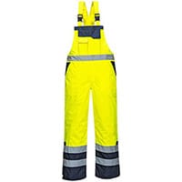 Portwest S489 Contrast Bib & Brace Overall Lined Yellow Large