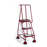 VFM Red Three Tread Mobile Steps Height 1.425m Capacity 125kg
