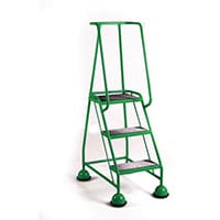 VFM Green Three Tread Mobile Steps Height 1.425m Capacity 125kg