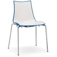 Zebra Bicolore Chrome Leg High Gloss Stacking Canteen Chair White/Cornflower Blue