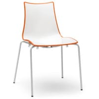 Zebra Bicolore White Leg Outdoor High Gloss Stacking Chair White/Orange