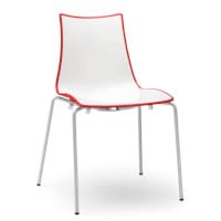 Zebra Bicolore White Leg Outdoor High Gloss Stacking Chair White/Red
