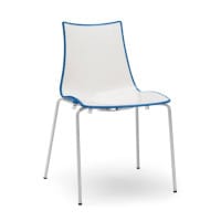 Zebra Bicolore White Leg Outdoor High Gloss Stacking Chair White/Cornflower Blue