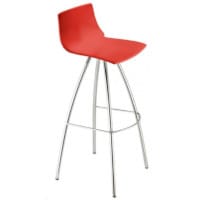 DAY Bar Stool - Technopolymer Seat - Chrome Plated or Painted Steel Frame - Indoor Use Only - Red