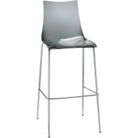 Zebra Antishock Bar Stool With H800mm Chrome Base Translucent Smoked Grey