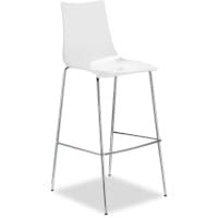 Zebra Antishock Bar Stool With H800mm Chrome Base Glossy White